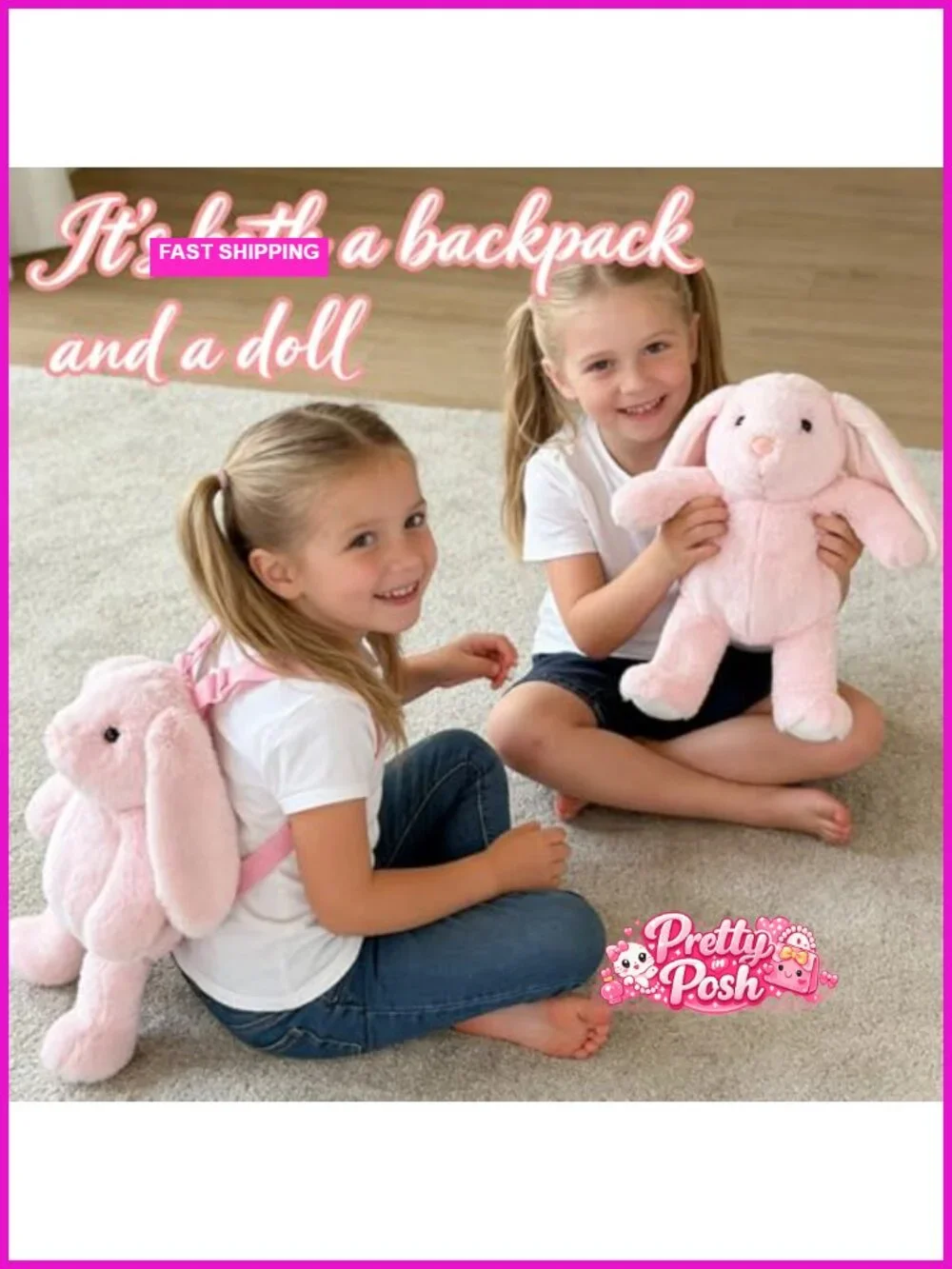 Plush Backpack Bunny Stuffed Animal Backpack with Adjustable Shoulder Straps